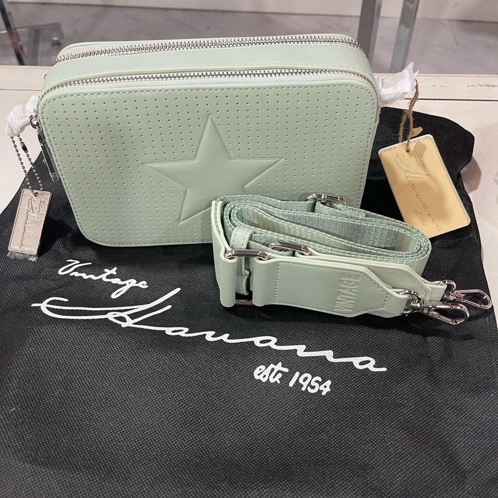 Vintage Havana Green Crocodile Textured Crossbody Bag